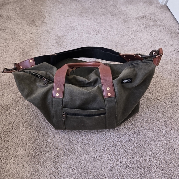 Jack Spade Warren Street NY Canvas Leather Weekend Duffle Bag Large 19"×16"×8.5" - Picture 12 of 16